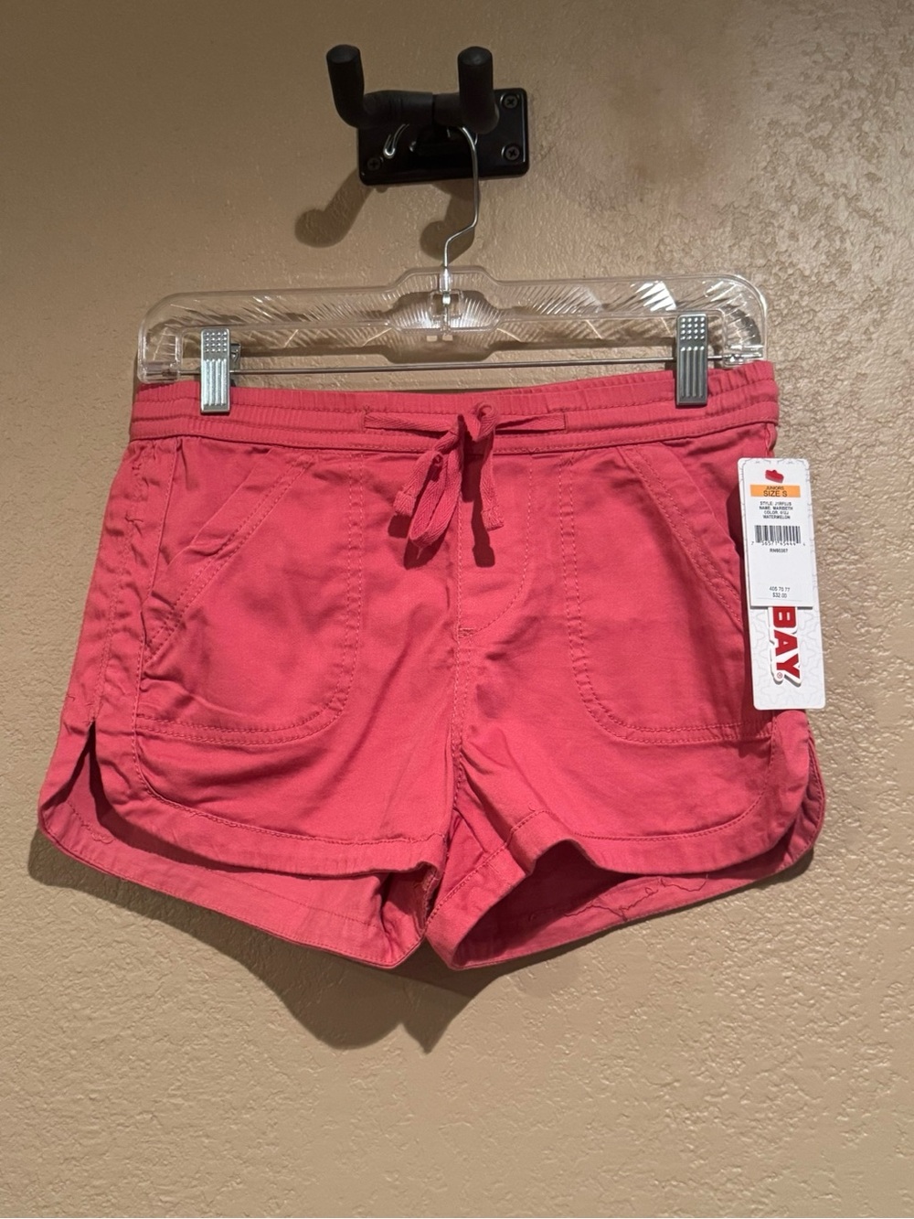 UNIONBAY Juniors Maribeth Watermelon Pink Drawstring Athletic Shorts Size Small